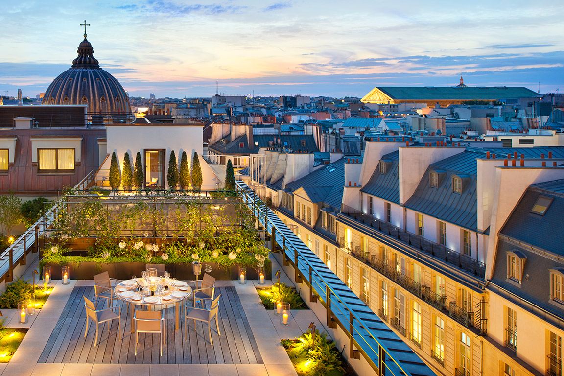Dusk view over Paris, Penthouse Floor, Mandarin Oriental Paris
