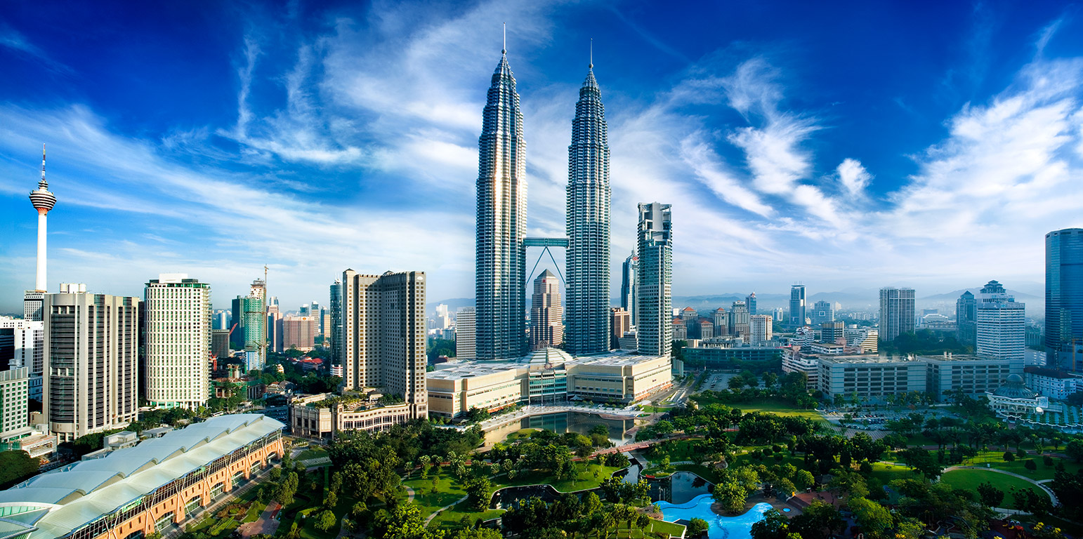 Day view of Petronas Towers & Kuala Lumpur City Centre Malaysia