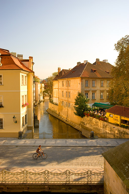 Canals and streets in the old town of Prague, Czech Republic