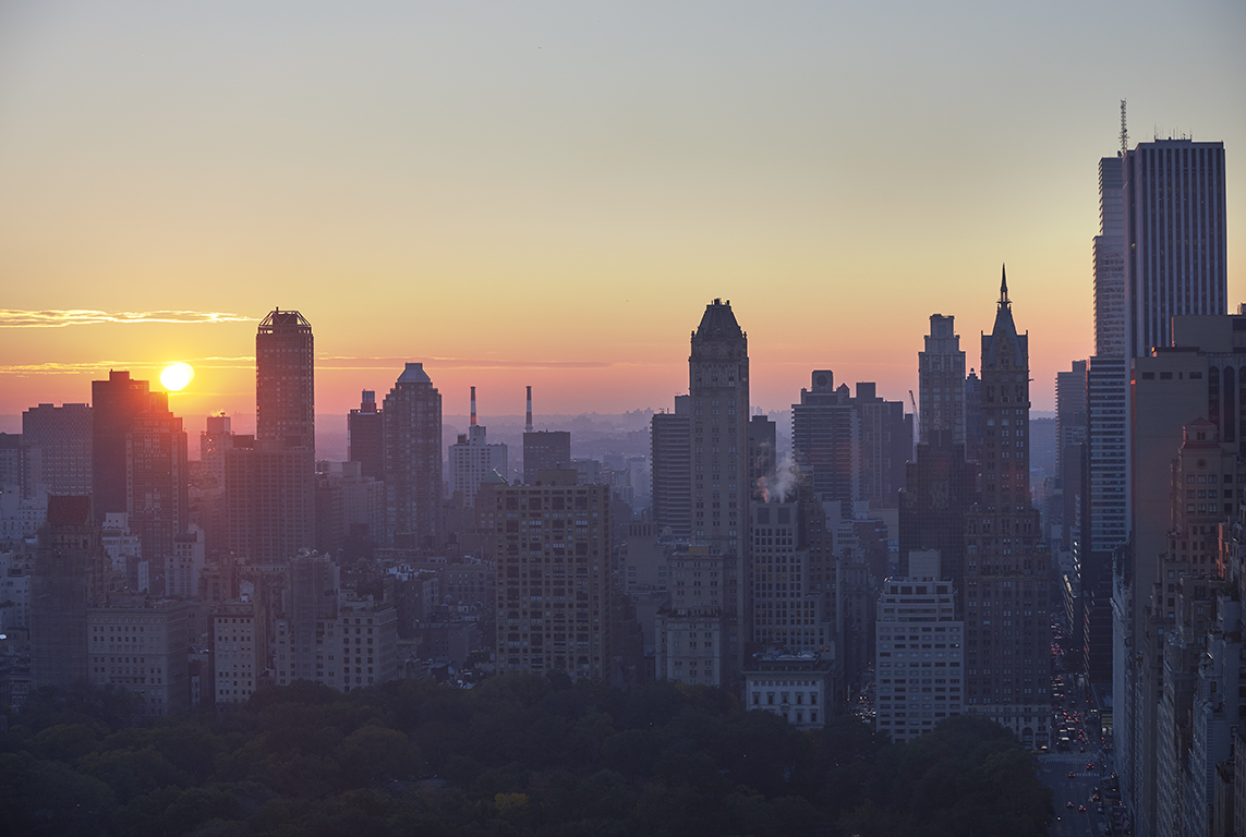 Morning view of Central Park looking east