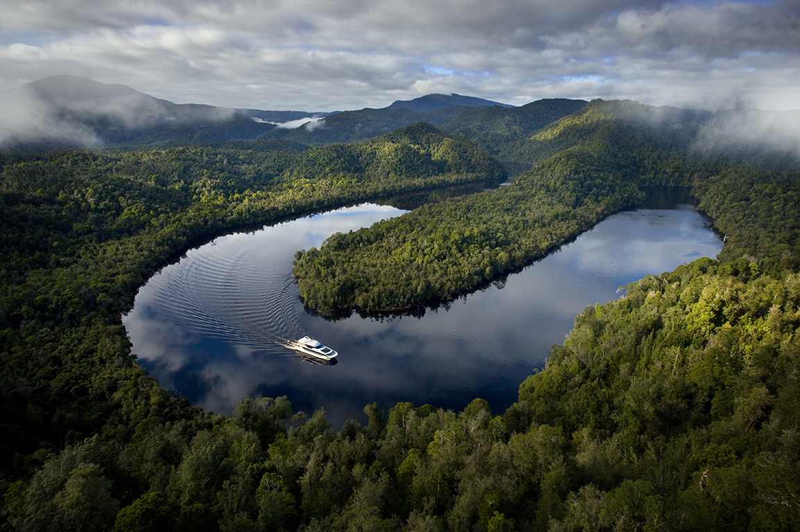 Picturesque Gordon River Tasmania, Australia aerial photography