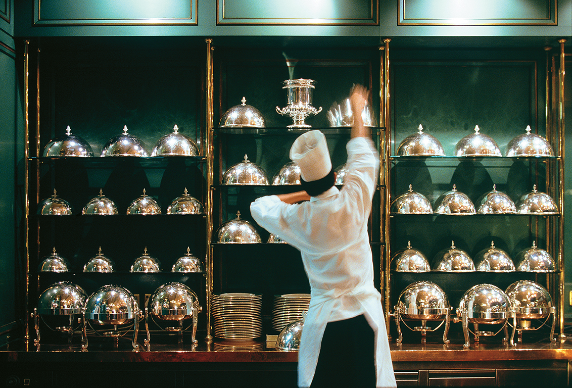 Chef setting up at Mandarin Oriental Hongkong