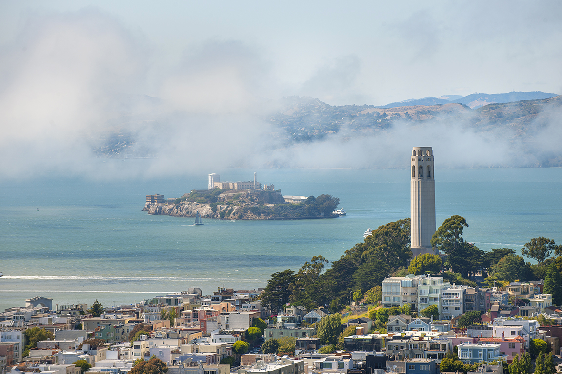 San  Francisco Bay with the island of Alcatraz
